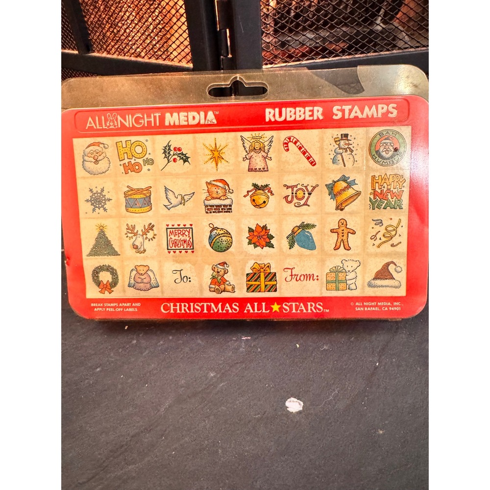 NOS All Night Media Christmas Rubber Stamps Vintage‎ Holiday Crafting Fun